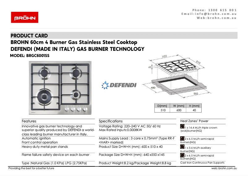 Página 1 del manual Ficha técnica Bröhn BRGC6001SS