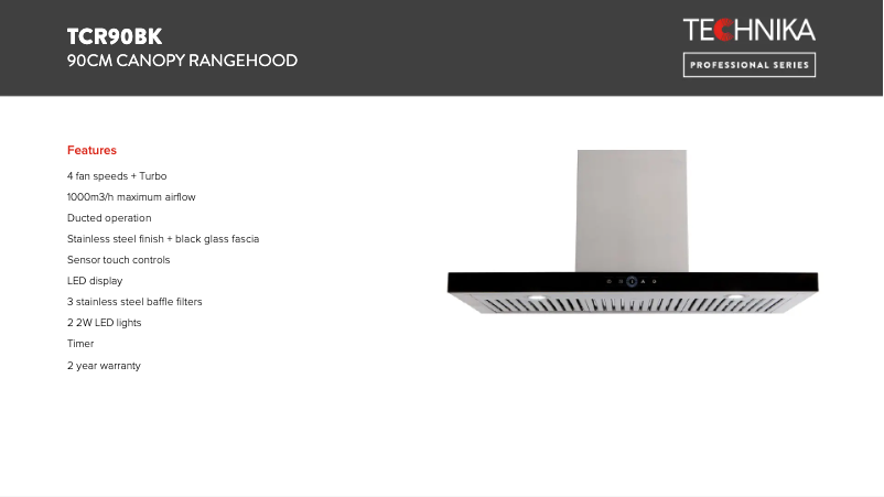 Imagen de la primera página del manual del dispositivo TCR90BK