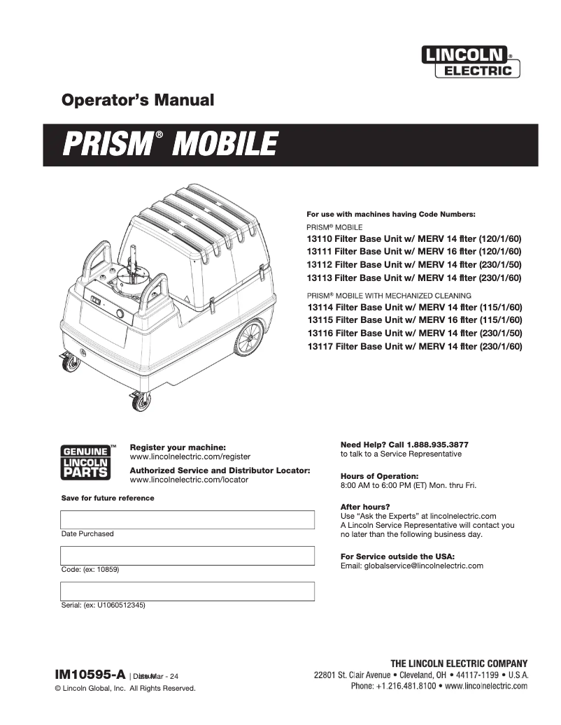 Página nº 1 - Manual de usuario Lincoln Electric Prism Mobile