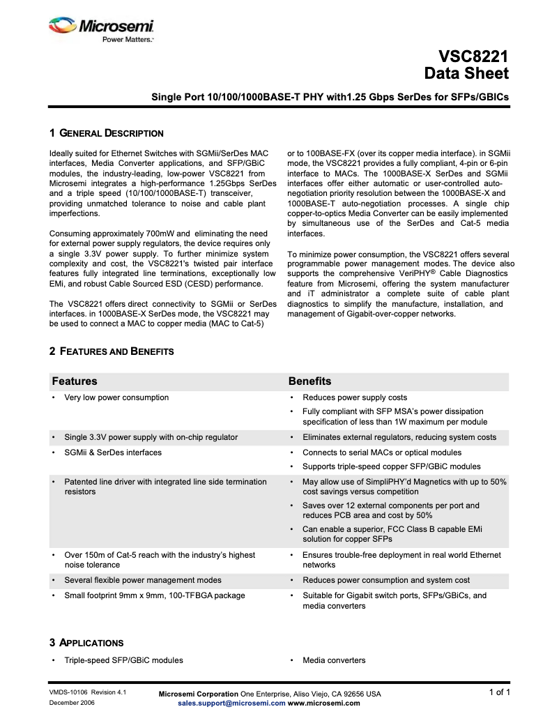 Imagen de la primera página del manual del dispositivo VSC8221
