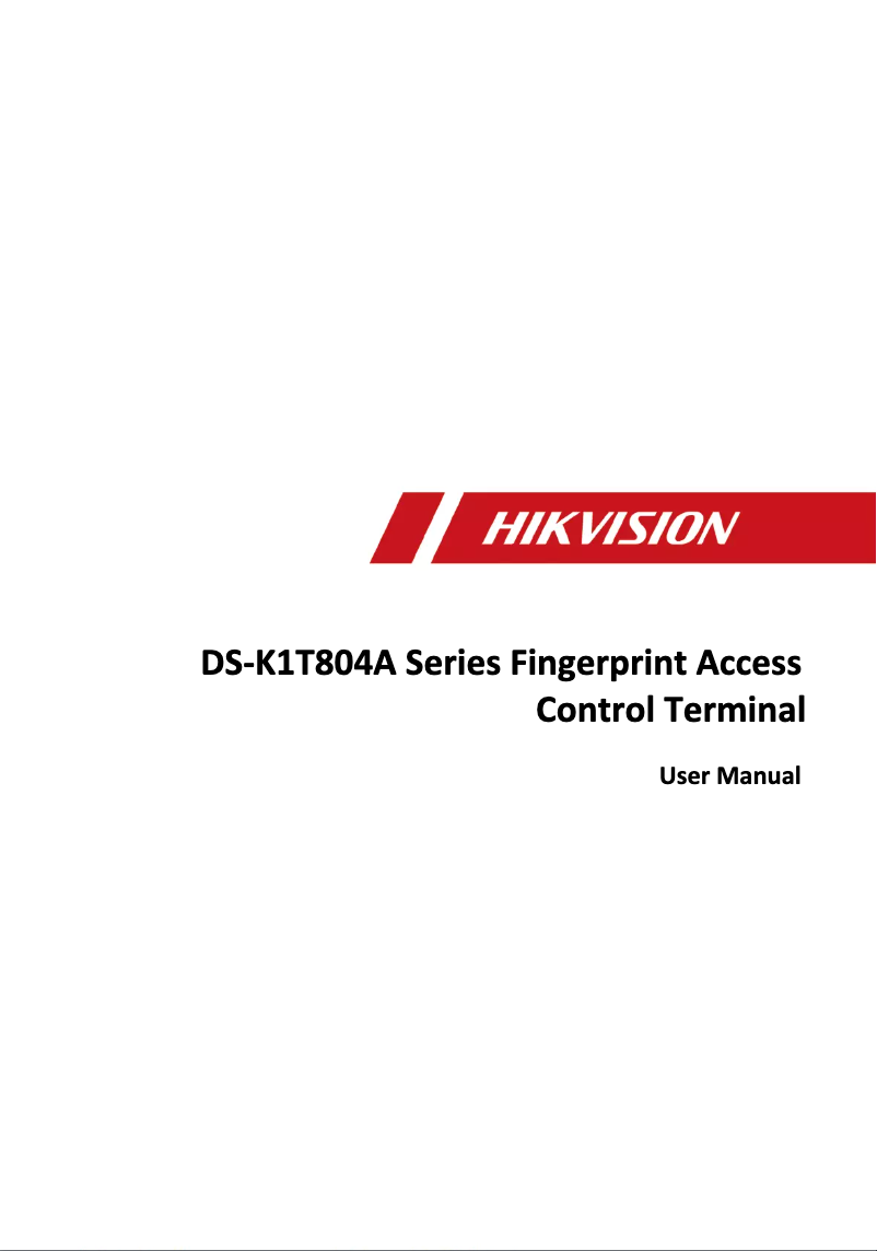 Imagen de la primera página del manual del dispositivo DS-K1T804AF