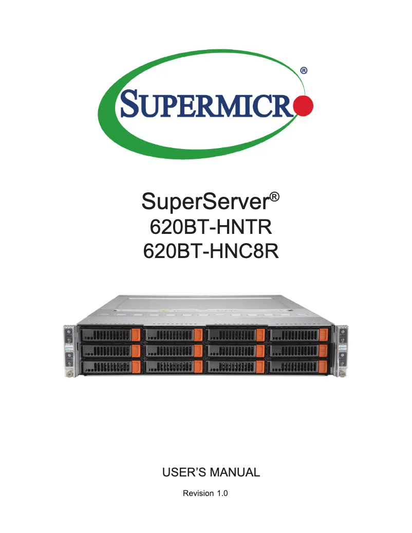 Imagen de la primera página del manual del dispositivo SuperServer SYS-620BT-HNTR