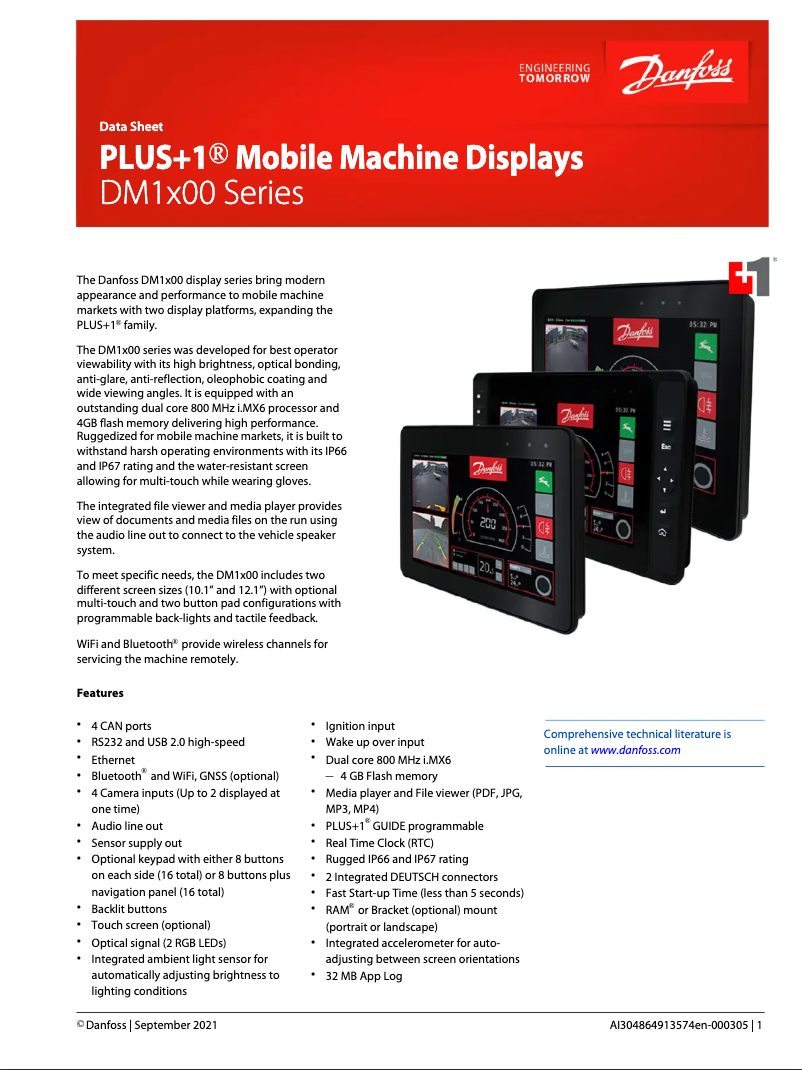 Página 1 del manual Ficha técnica Danfoss DM1X00
