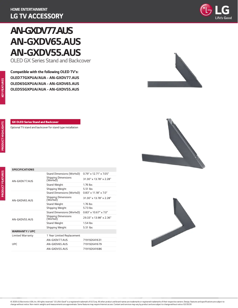 Página nº 1 - Ficha técnica LG AN-GXDV77