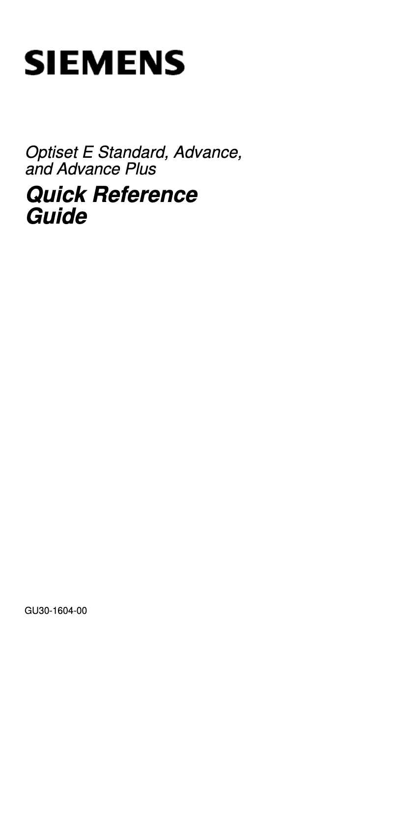 Página 1 del manual Manual de usuario Siemens Optiset E ENTRY