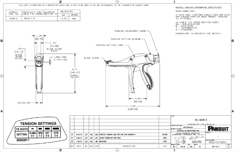 Página 1 del manual Dibujo técnico Panduit GS2B-E