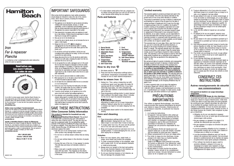 Imagen de la primera página del manual del dispositivo Durathon 19802