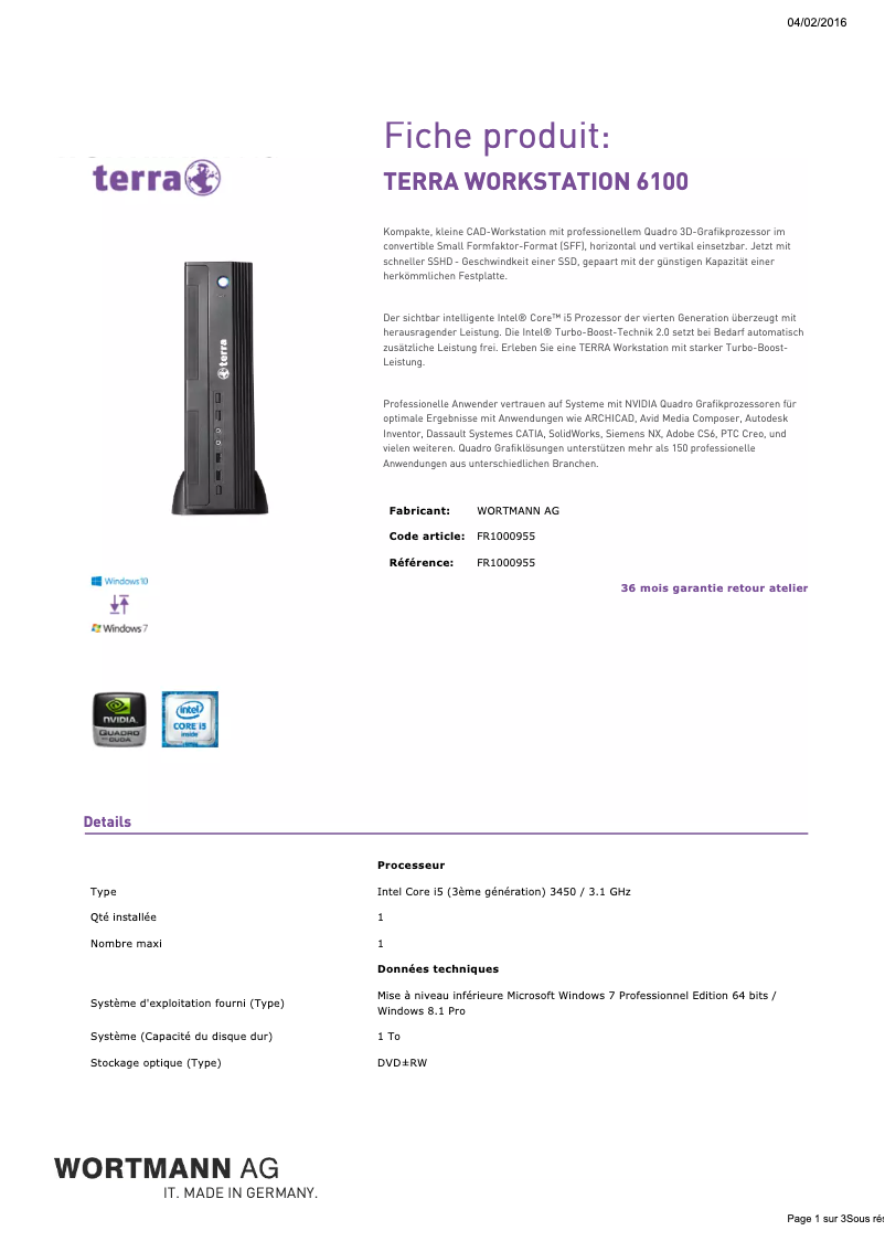 Imagen de la primera página del manual del dispositivo TERRA 6100