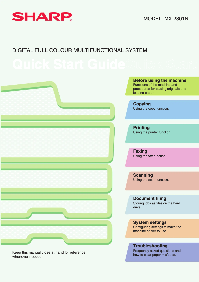 Imagen de la primera página del manual del dispositivo MX-2301N