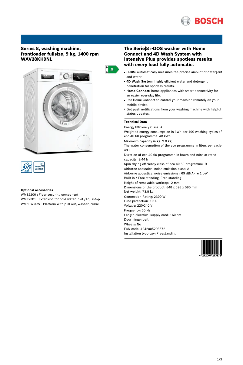 Imagen de la primera página del manual del dispositivo WAV28KH9NL