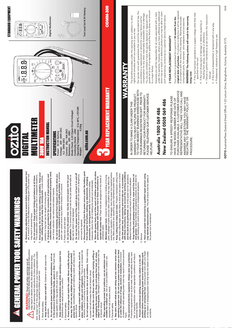 Imagen de la primera página del manual del dispositivo ODMM-300