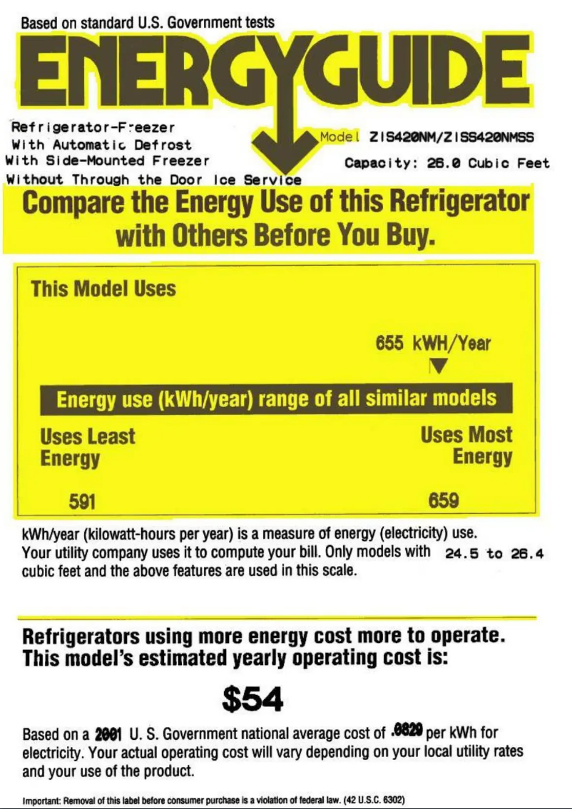 Página nº 1 - Etiqueta energética GE ZIS420NM