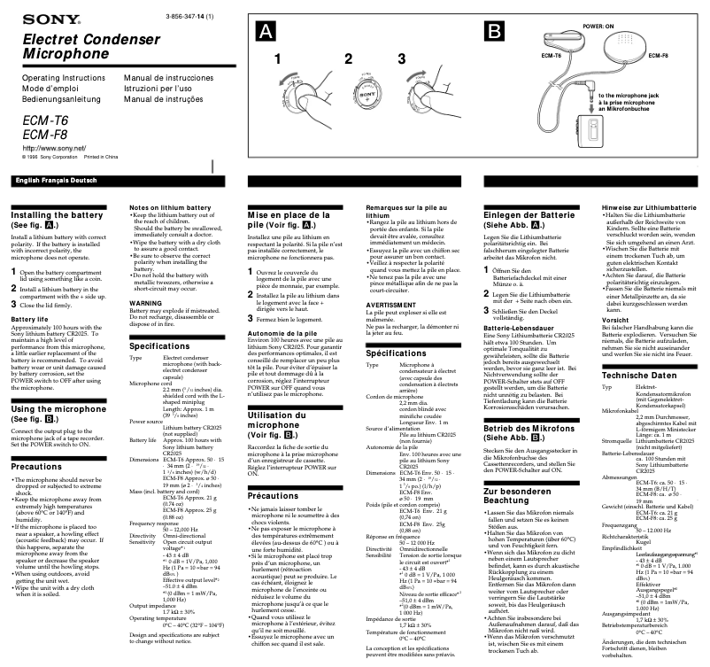 Imagen de la primera página del manual del dispositivo ECM-T6