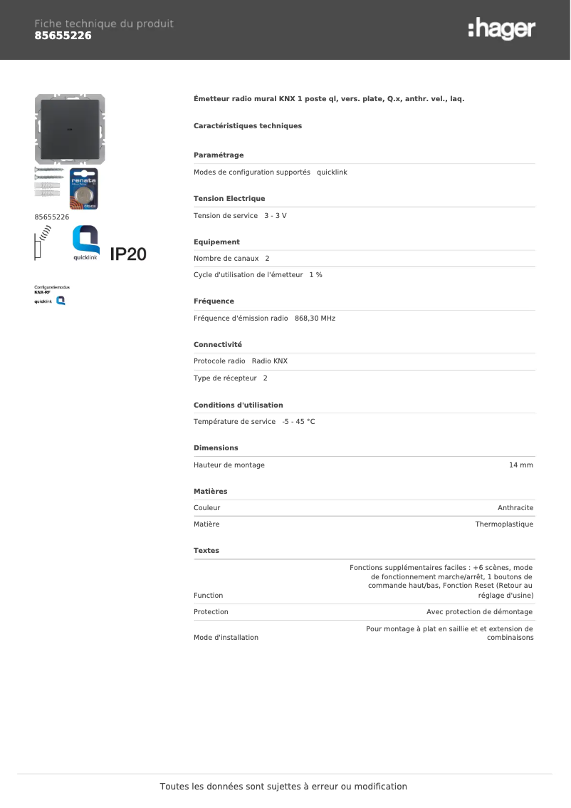Imagen de la primera página del manual del dispositivo 85655226