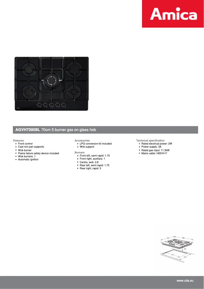 Página nº 1 - Ficha técnica Amica AGVH7300BL