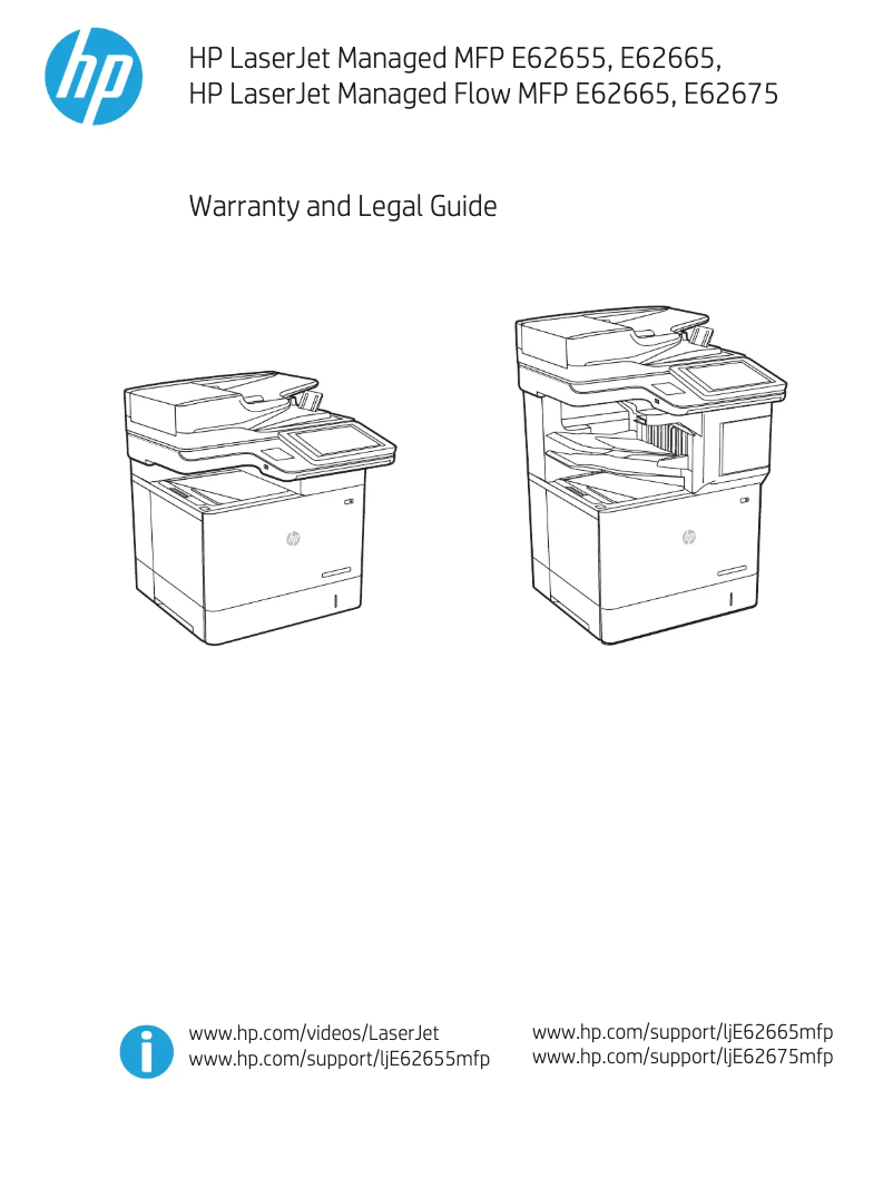 Imagen de la primera página del manual del dispositivo LaserJet Managed MFP E62675