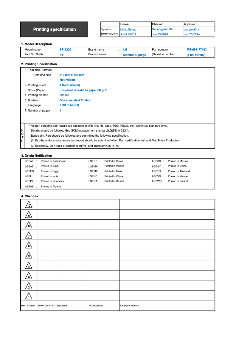 Página nº 1 - Manual de usuario LG SP-2200