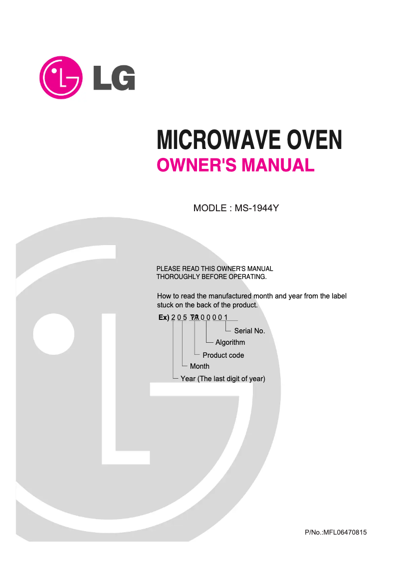 Página 1 del manual Manual de usuario LG MS-1944Y