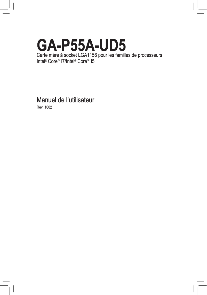 Imagen de la primera página del manual del dispositivo GA-P55A-UD5