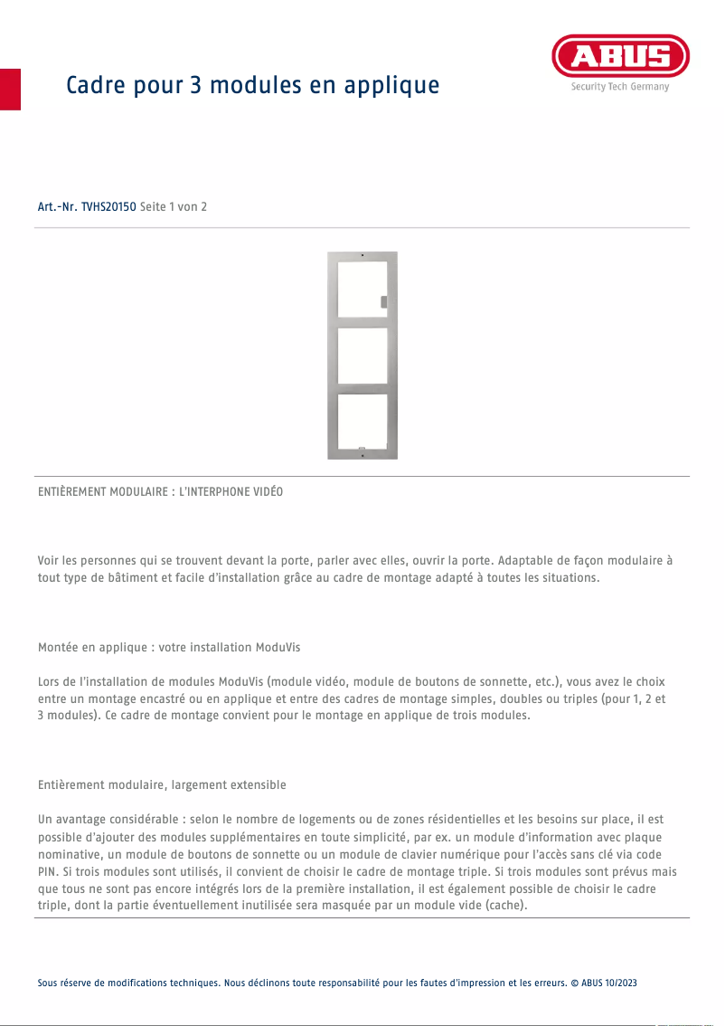 Imagen de la primera página del manual del dispositivo TVHS20150