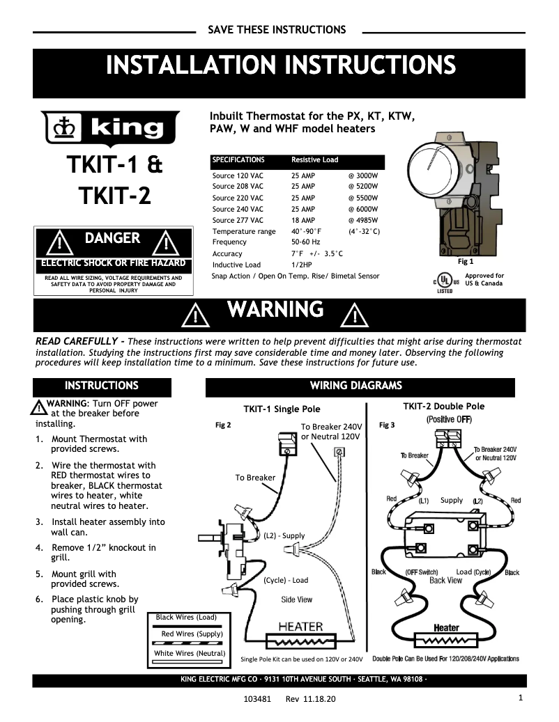 Página 1 del manual Manual de usuario King TKIT-2B
