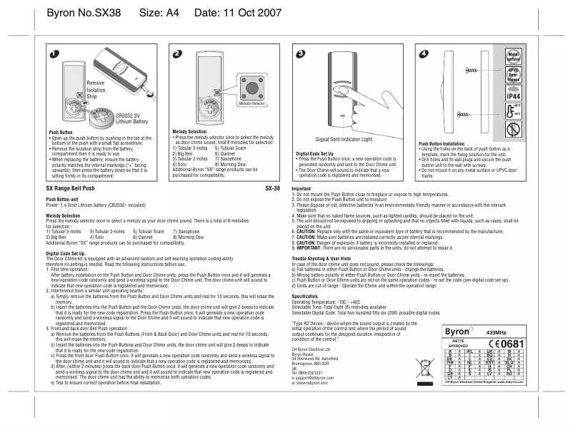 Imagen de la primera página del manual del dispositivo SX38