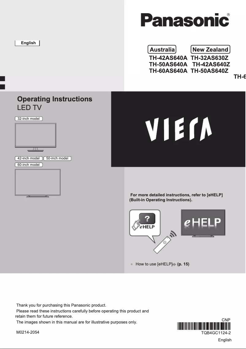 Página nº 1 - Manual de usuario Panasonic TH-60AS640Z