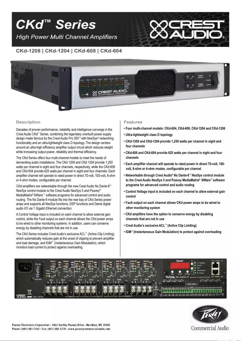 Página 1 del manual Ficha técnica Crest Audio CKd 1208