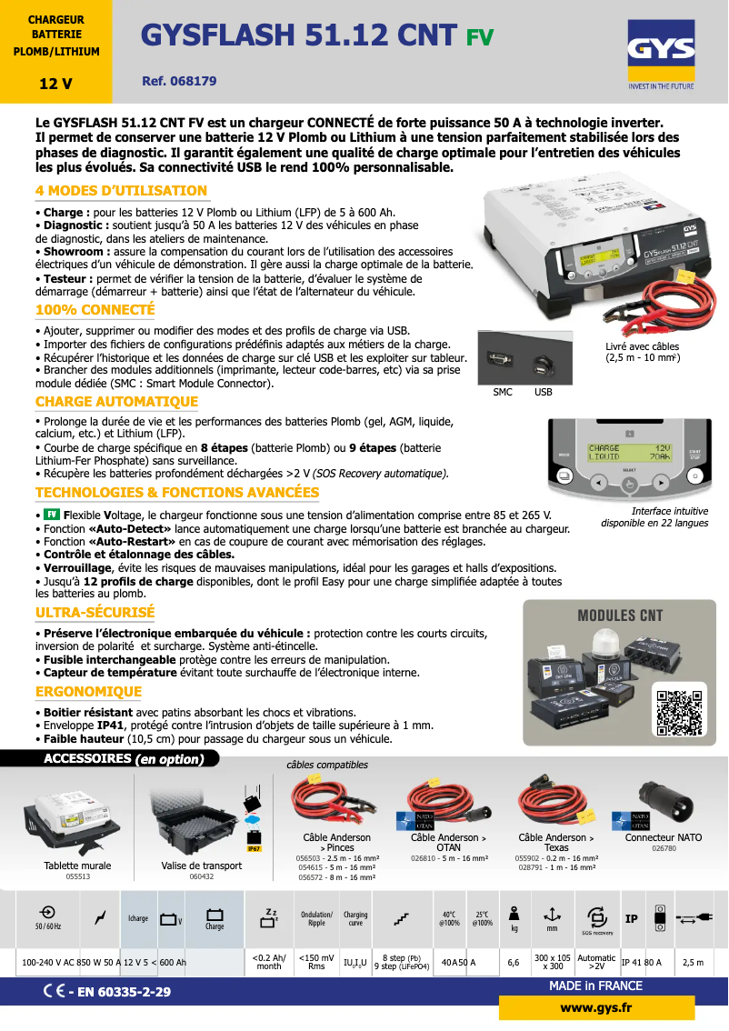 Página 1 del manual Ficha técnica GYS Gysflash 51.12 CNT FV
