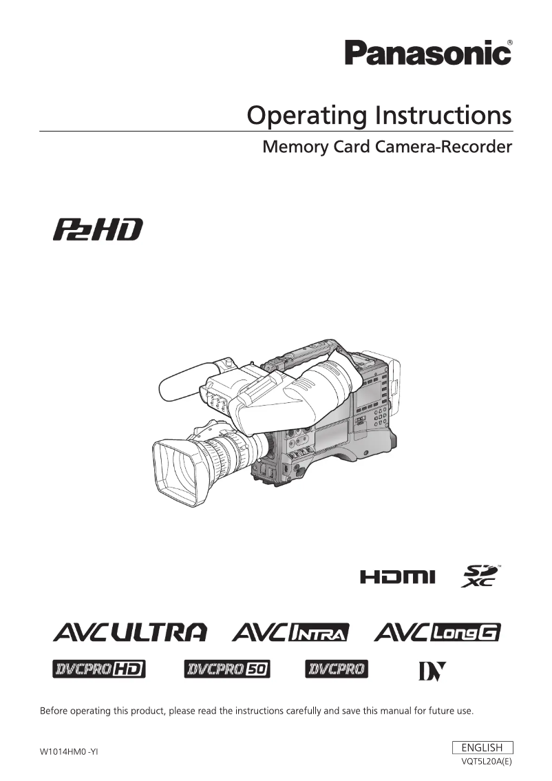 Imagen de la primera página del manual del dispositivo AJ-PX800