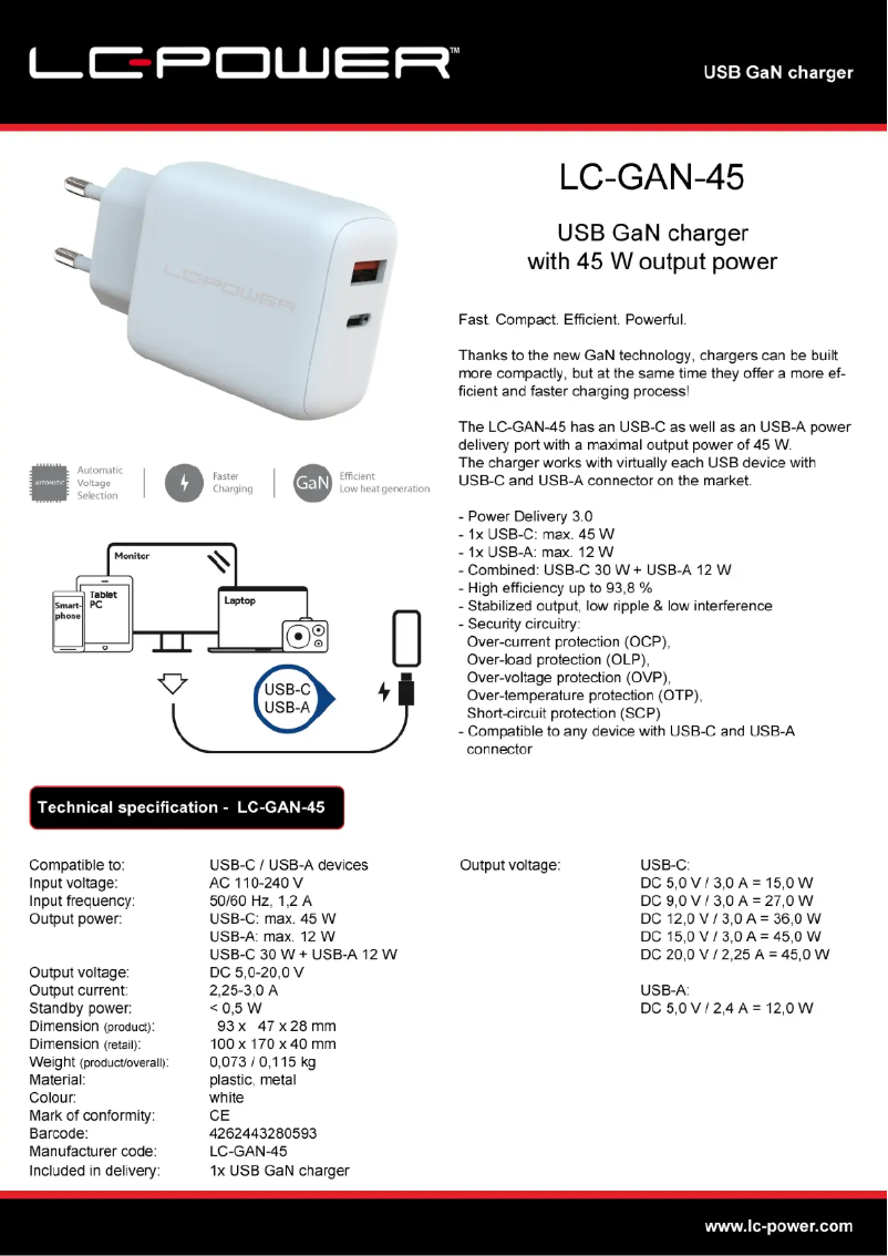 Imagen de la primera página del manual del dispositivo LC-GAN-45