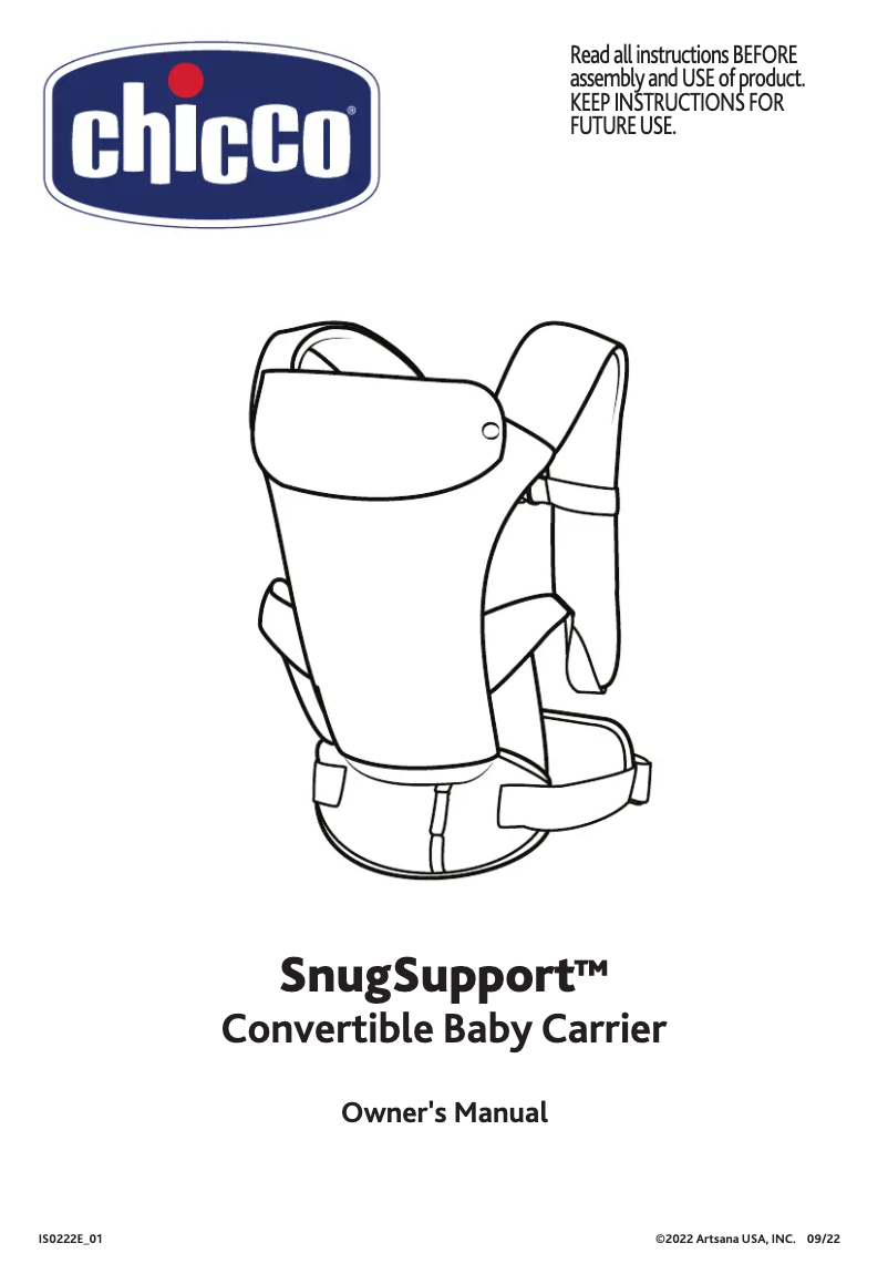 Página 1 del manual Manual de usuario Chicco SnugSupport