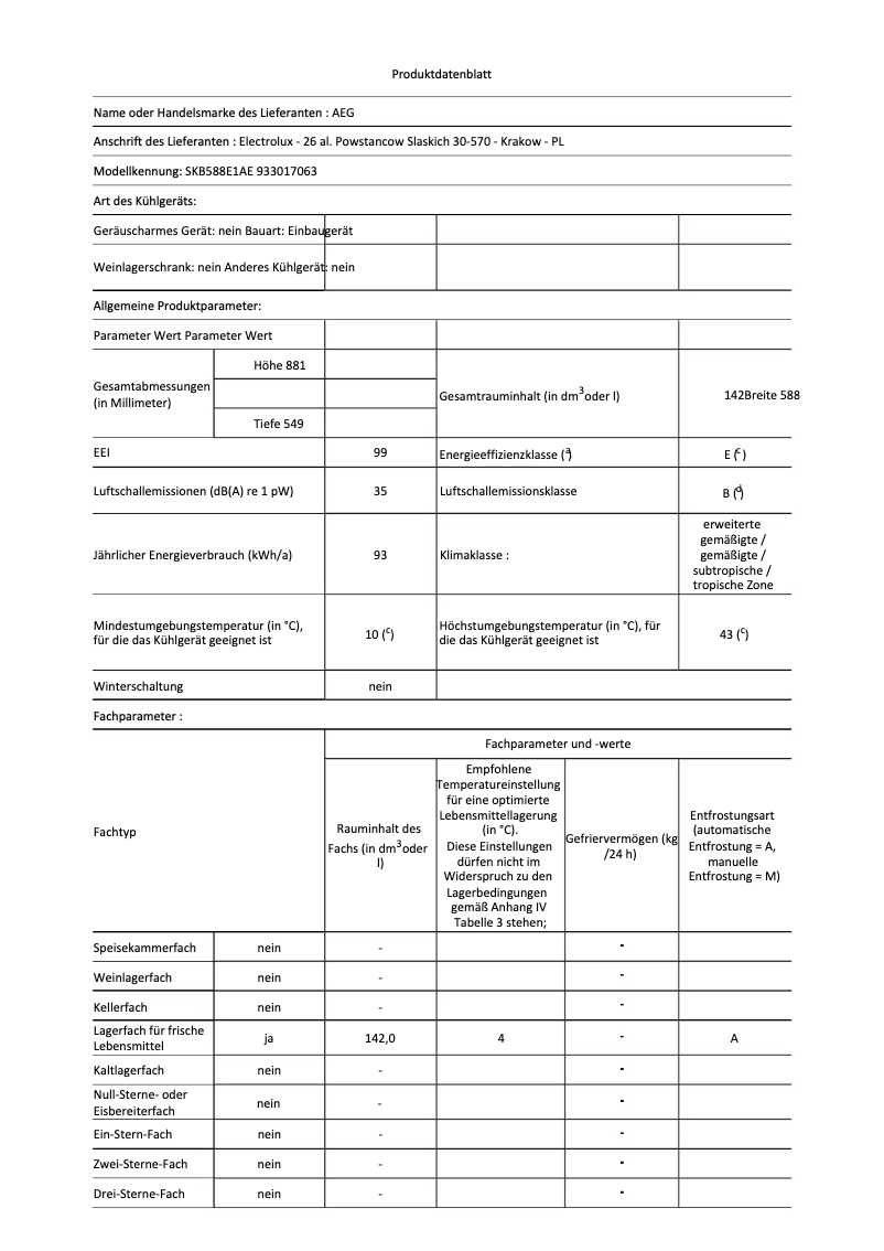 Página nº 1 - Ficha técnica AEG SKB588E1AE