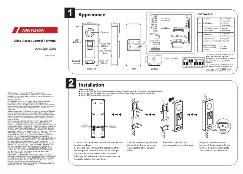 Página 1 del manual Guía de inicio rápido Hikvision DS-K1T501SF