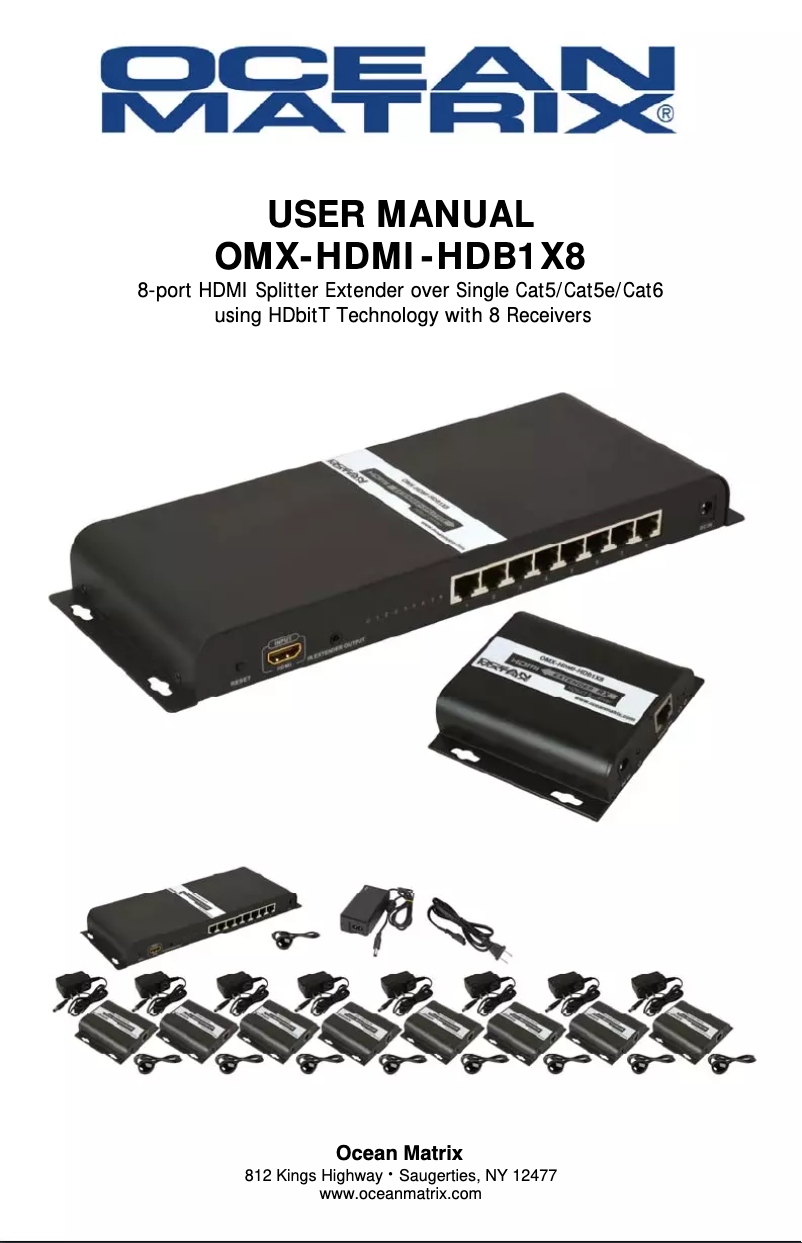 Imagen de la primera página del manual del dispositivo OMX-HDMI-HDB1X8