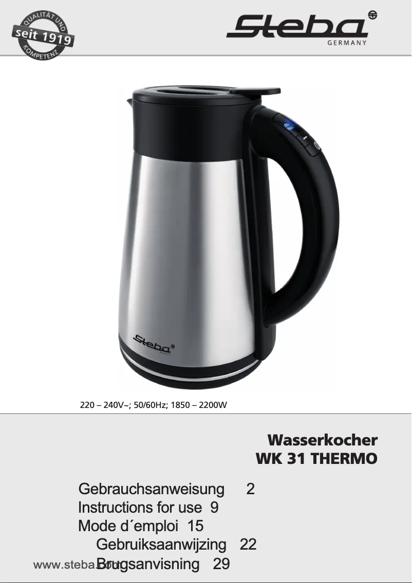 Página 1 del manual Manual de usuario Steba WK 31 Thermo