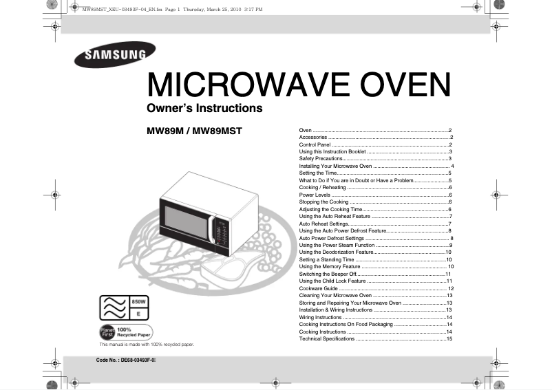 Imagen de la primera página del manual del dispositivo MW89M-W