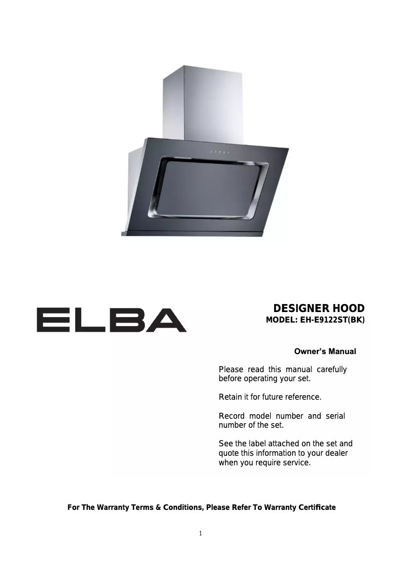 Página 1 del manual Manual de usuario Elba ETERNO EH-E9122ST(BK)