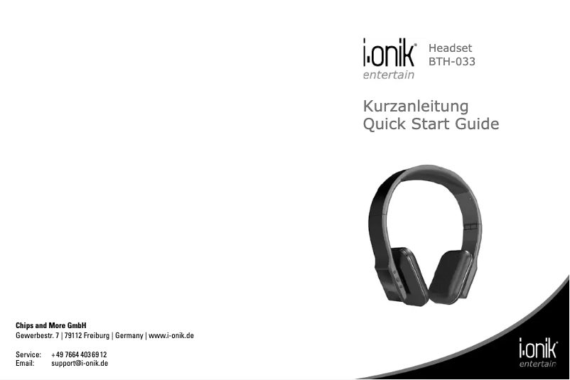 Imagen de la primera página del manual del dispositivo i.onik BTH-033