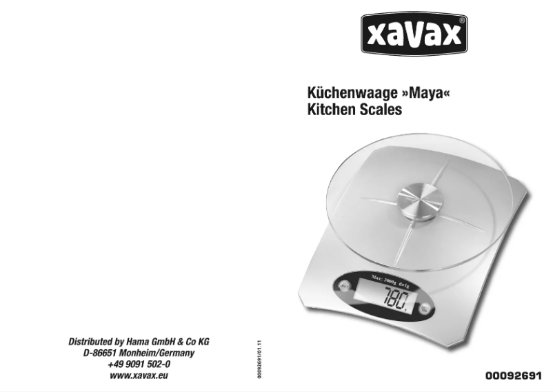 Página nº 1 - Manual de usuario Xavax Maya 92691
