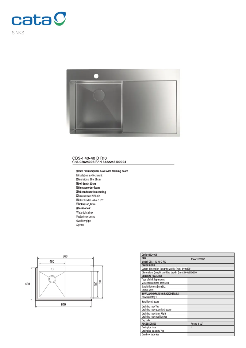 Página 1 del manual Manual de usuario CATA CBS-1 40-40 D R10