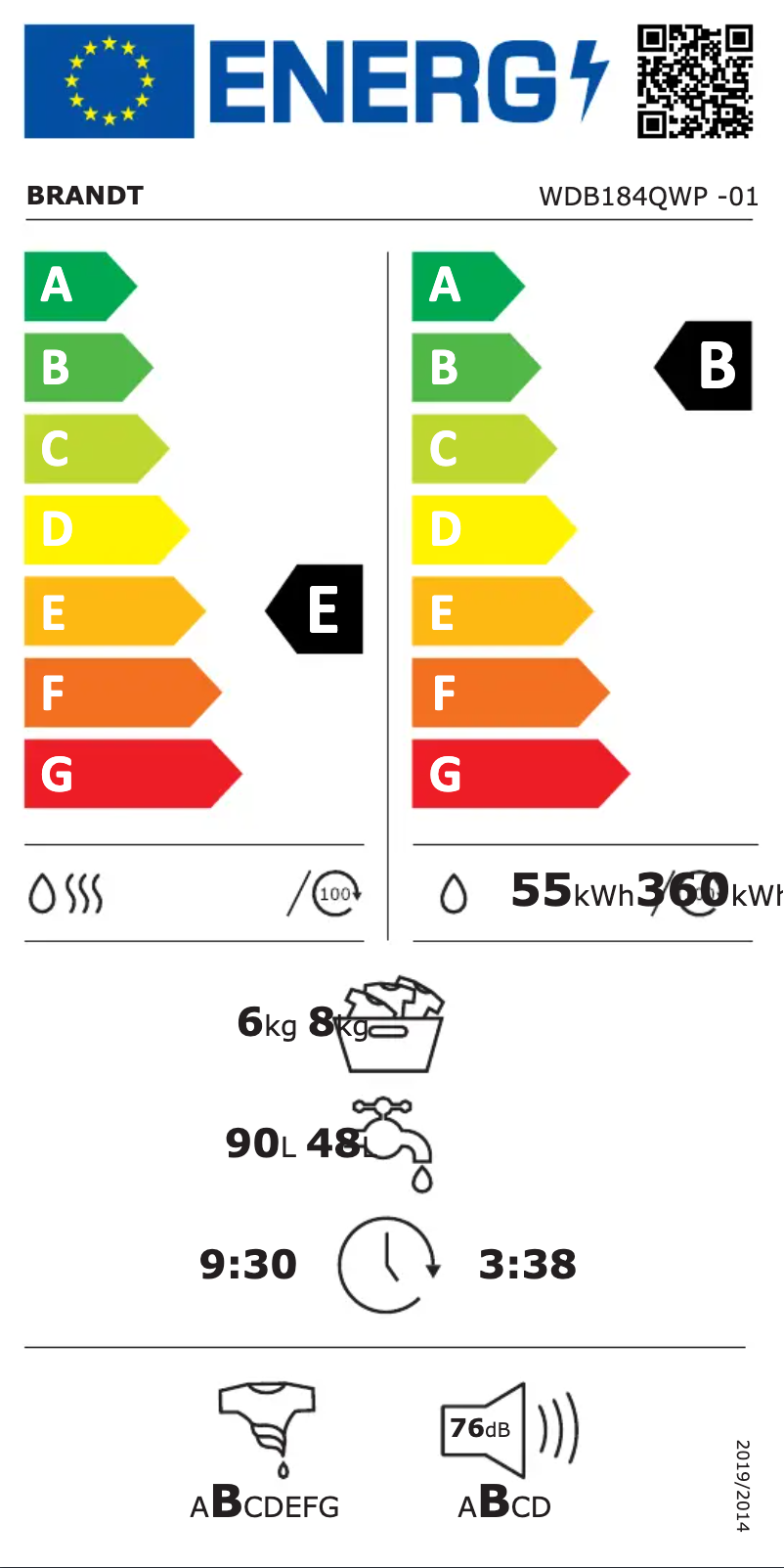 Imagen de la primera página del manual del dispositivo WDB184QWP