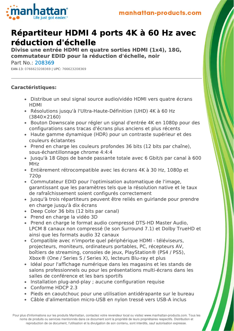 Página 1 del manual Ficha técnica Manhattan 208369