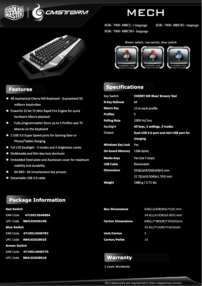 Página 1 del manual Ficha técnica Cooler Master Mech