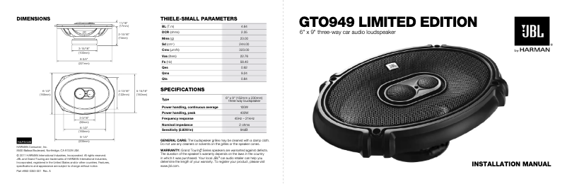 Página 1 del manual Manual de usuario JBL GTO949