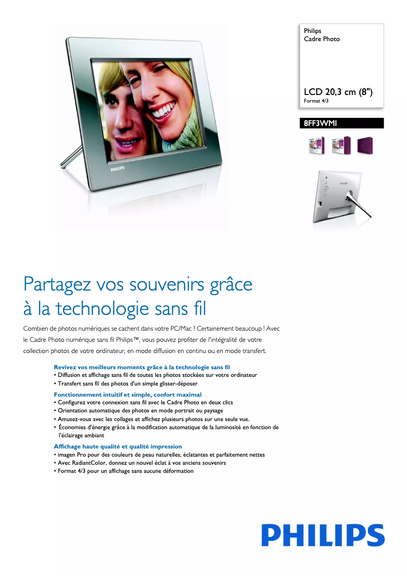 Página 1 del manual Ficha técnica Philips 8FF3WMI