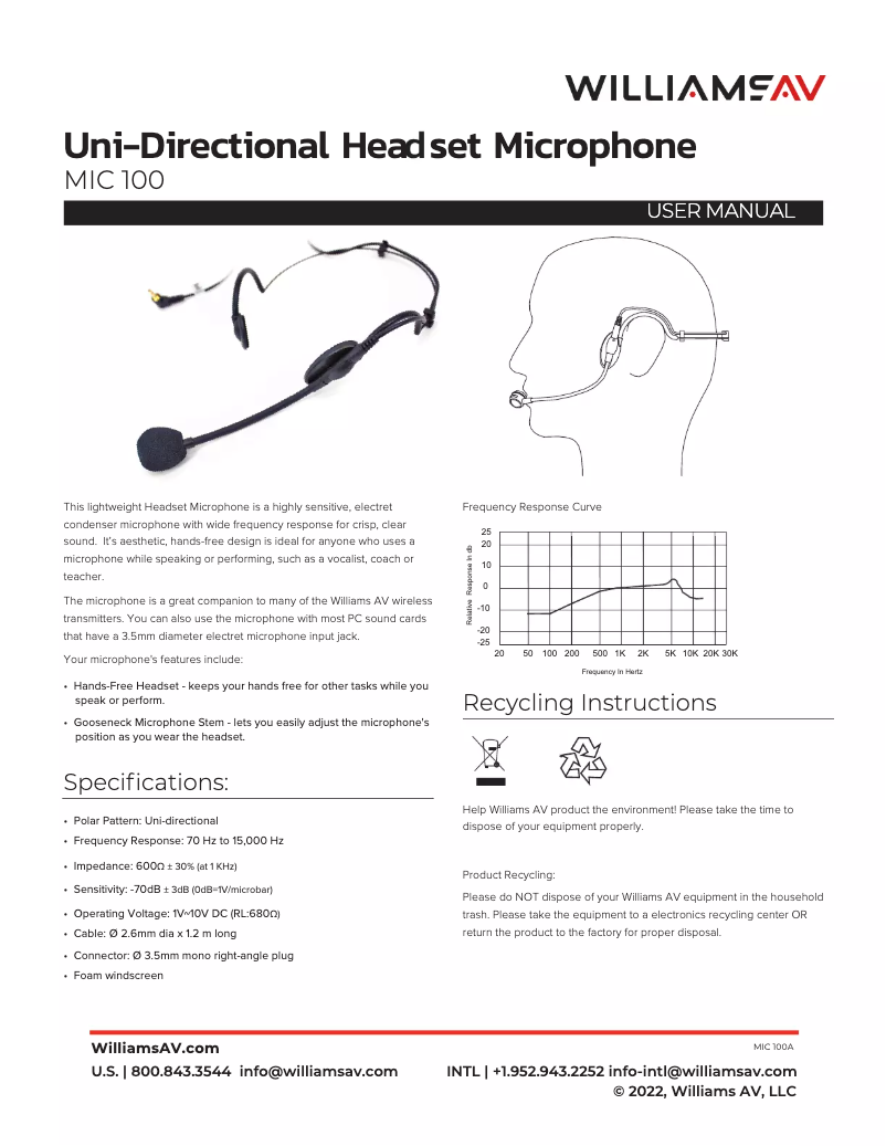 Imagen de la primera página del manual del dispositivo MIC 100