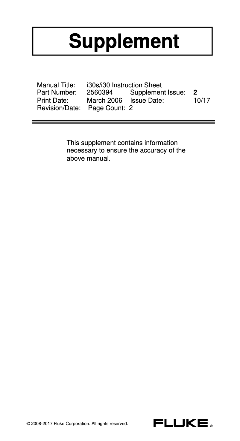 Página 1 del manual Manual de instrucciones Fluke i30