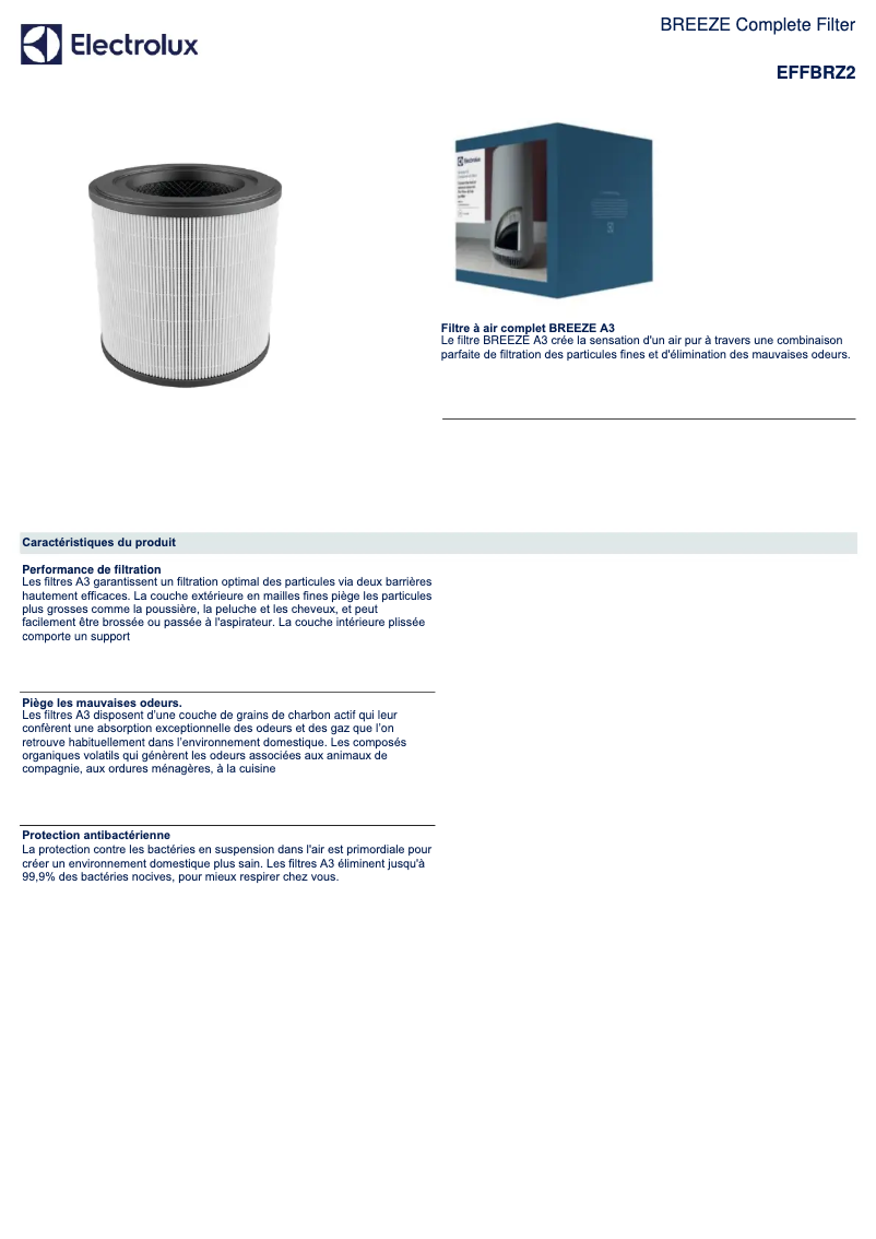 Página 1 del manual Ficha técnica Electrolux EFFBRZ2