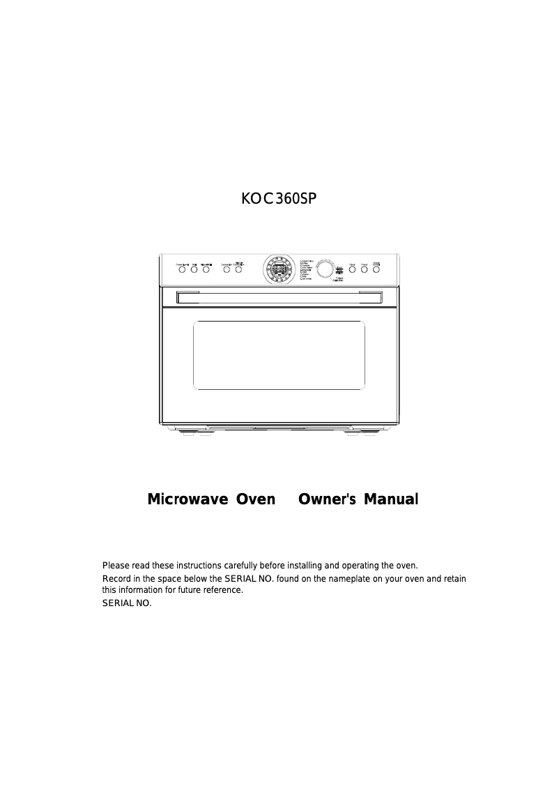 Imagen de la primera página del manual del dispositivo KOC360SP